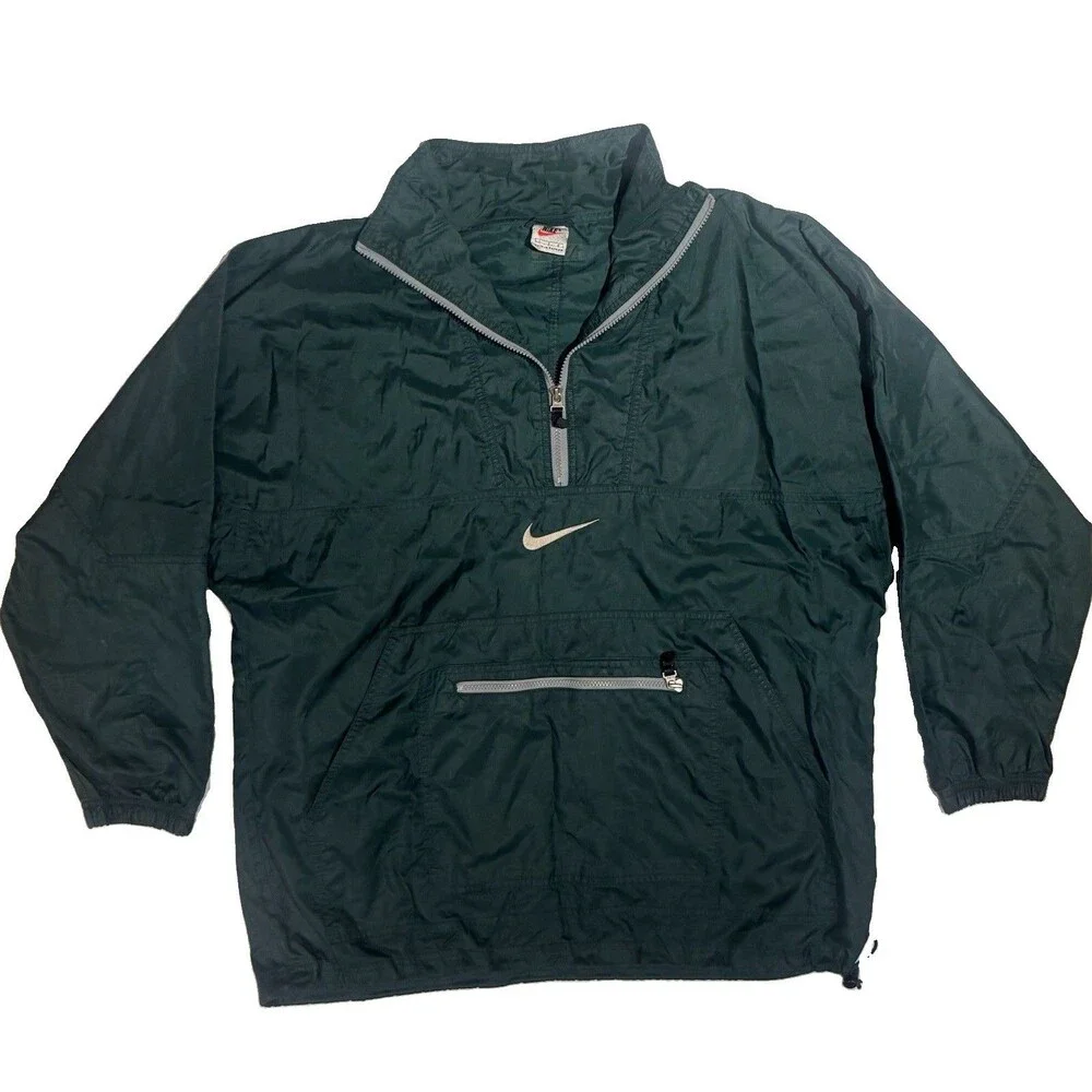 Nike Center Swoosh Mens L Anorak Windbreaker Pullover VTG 90s Retro Softshell